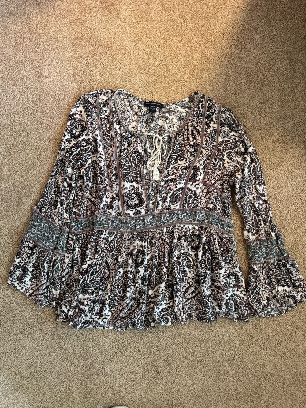 American Eagle Outfitters Paisley Peasant Top